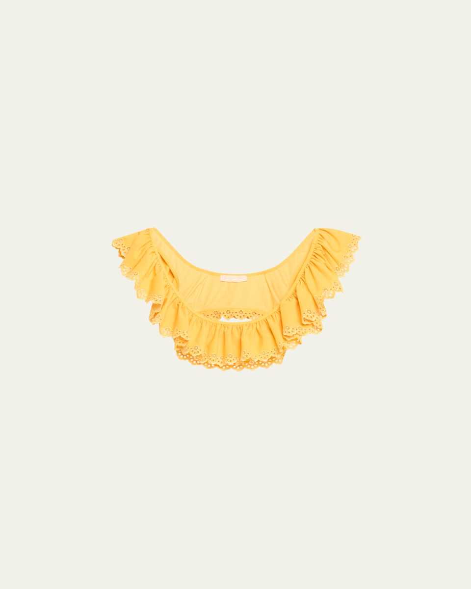 Selena Embroidered Flutter Bikini Top